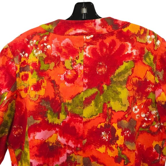Chicos Floral Jacket Chicos Sz 2 US L/12 Round Neck Hidden Button Placket Blazer - Picture 14 of 16